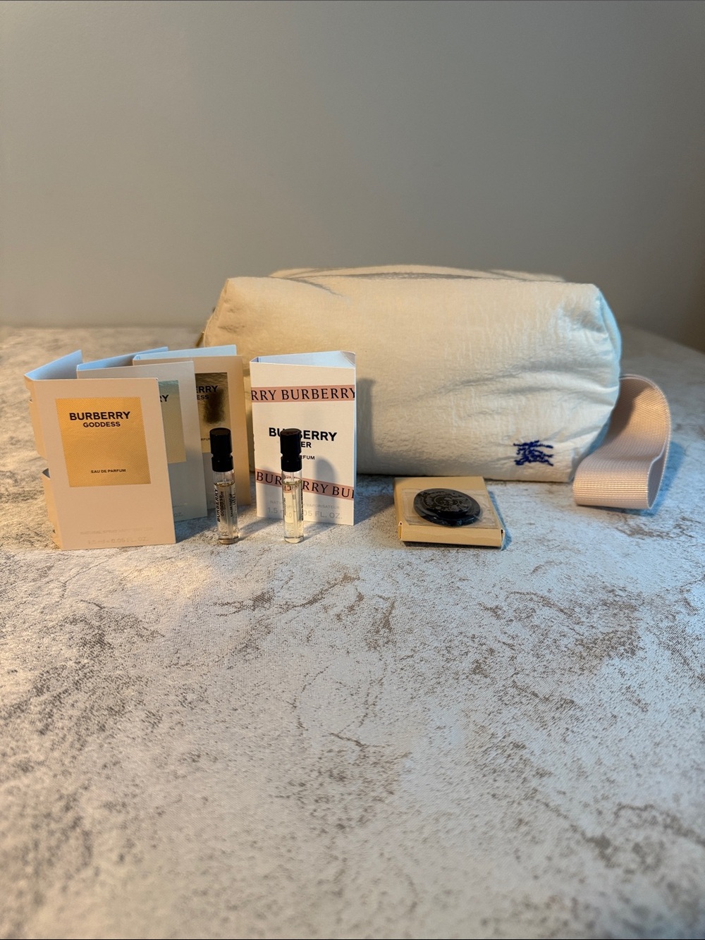 Burberry womanโs Cream Travel Toiletry Pouch - Cream